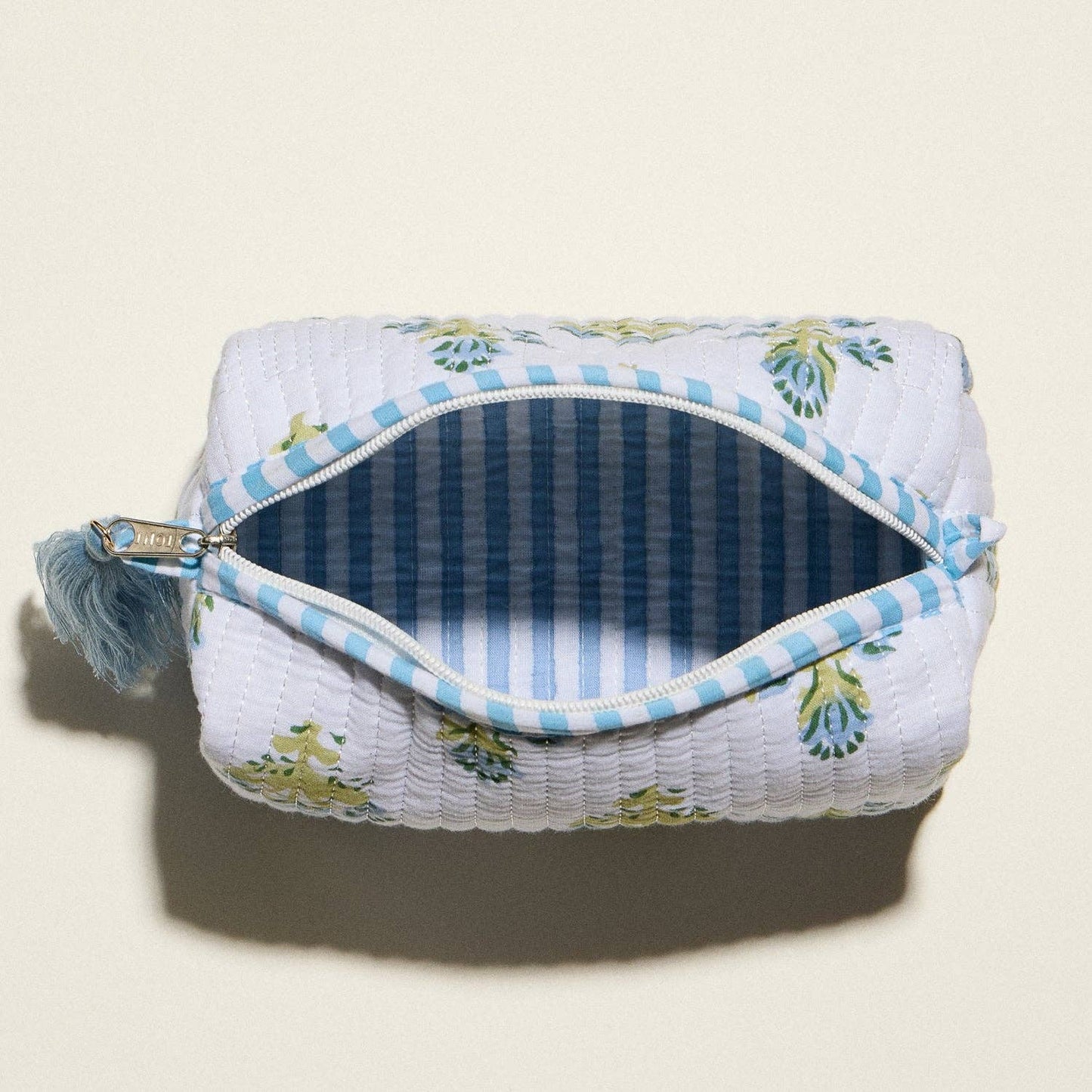 Light Blue Quilted Floral Bag