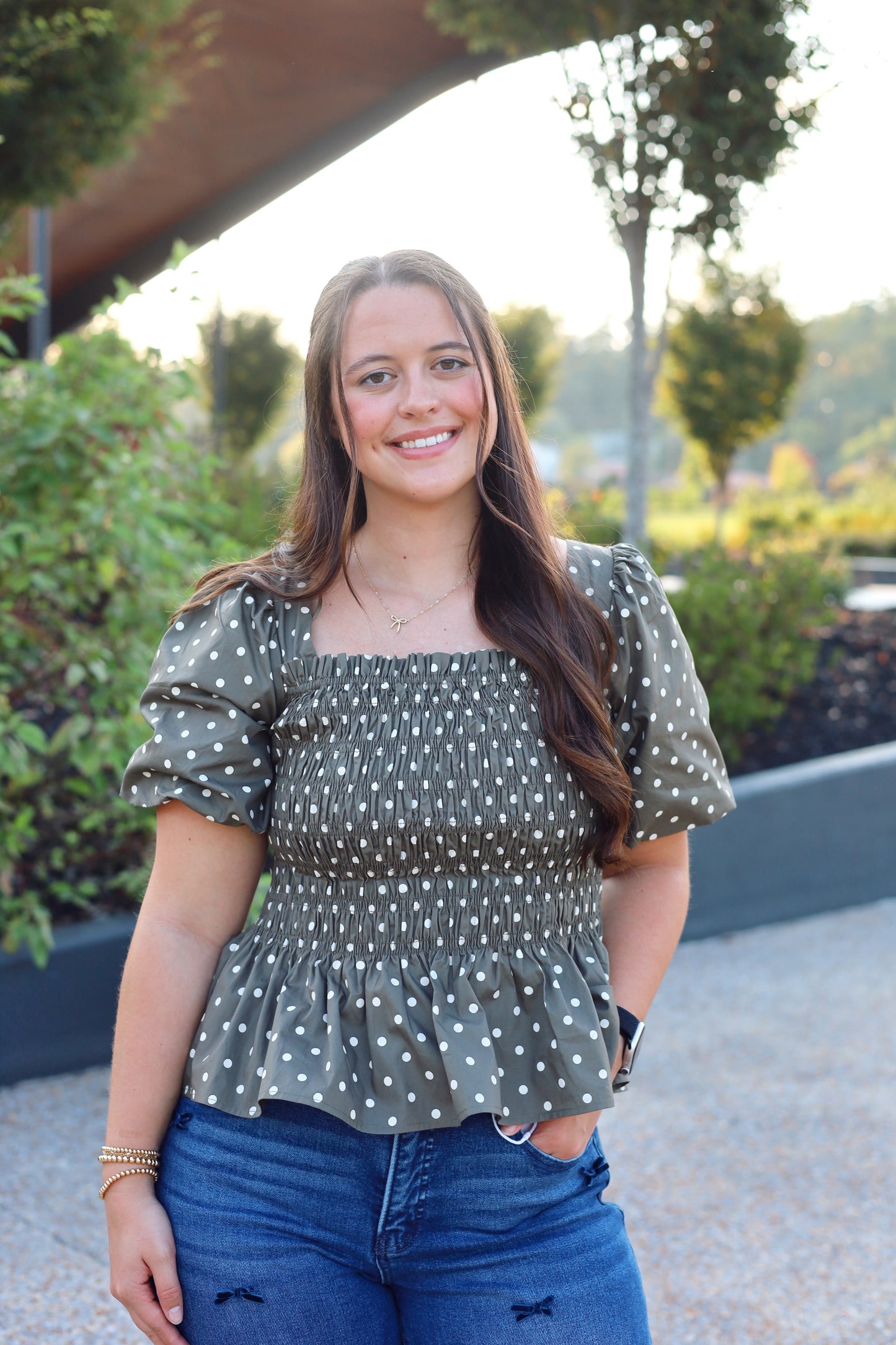 Gabbie Polka Dot Peplum Top