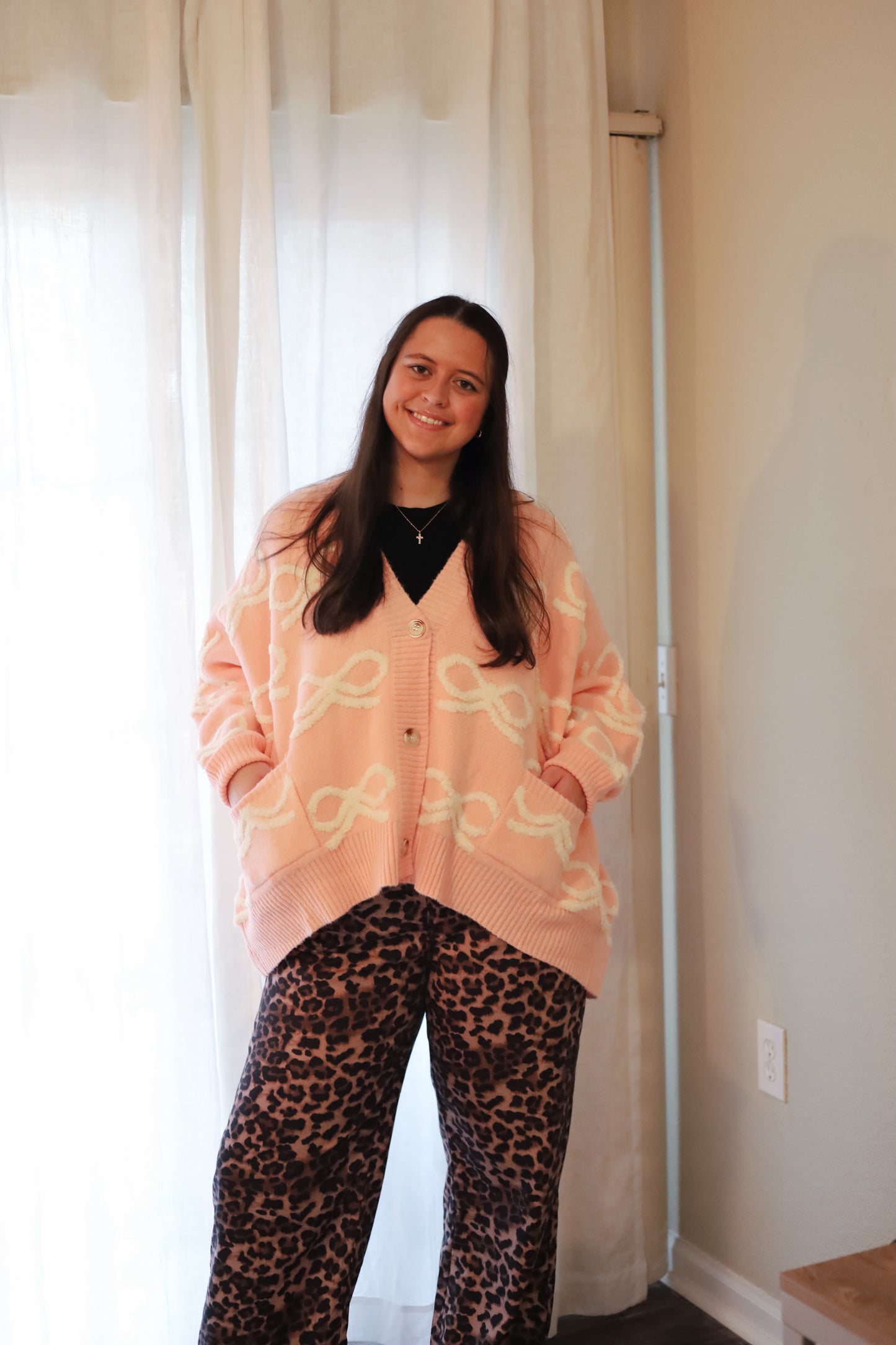 Oversized Bow Sweater- Light Pink