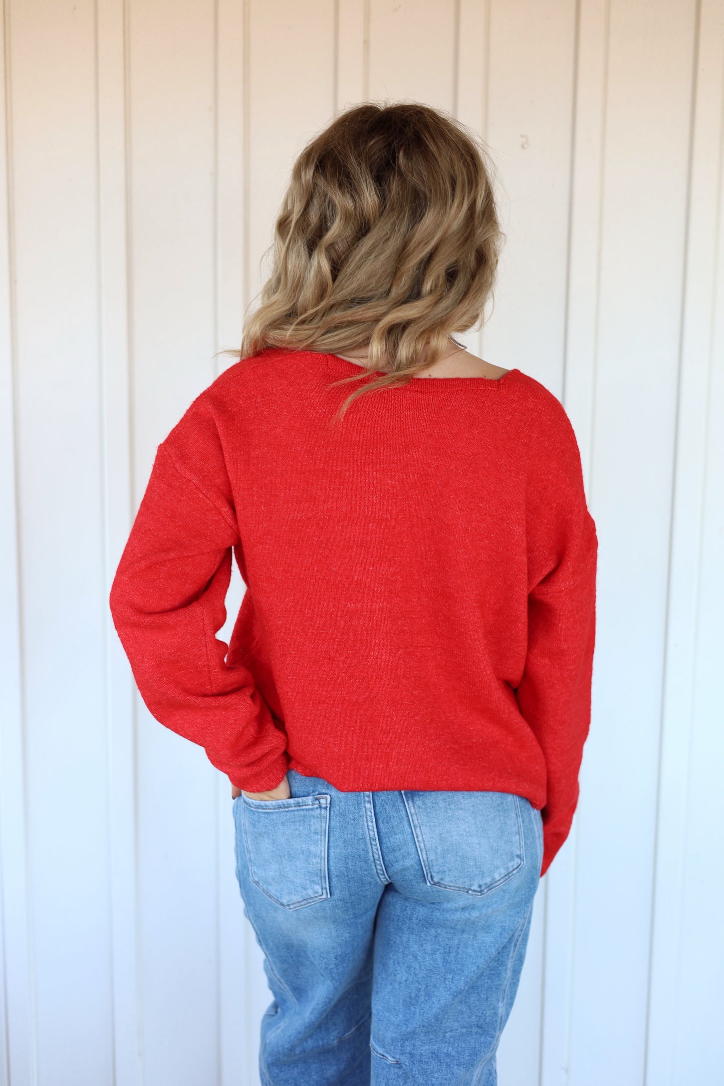Nora Tie Sweater- Red