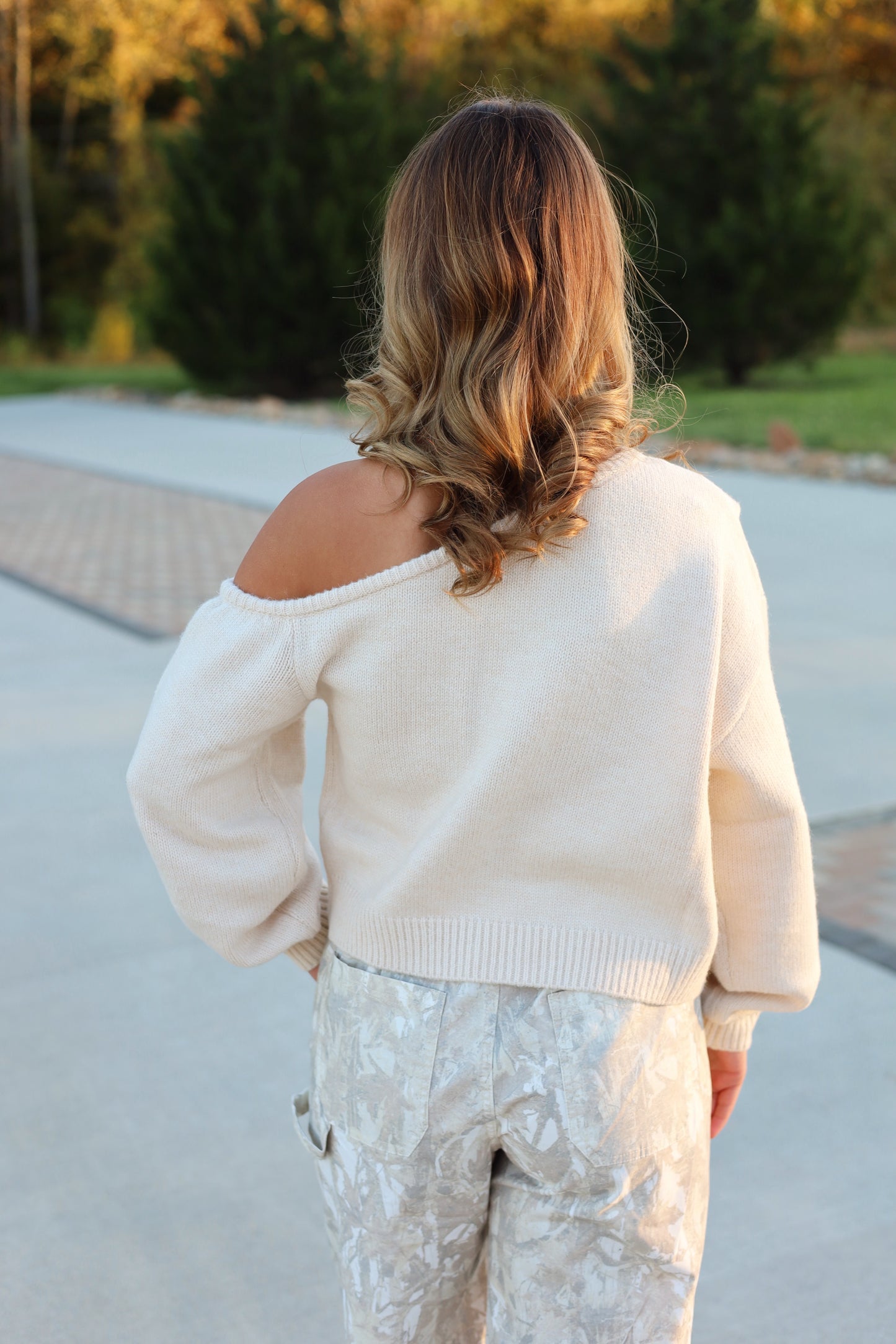 Asymmetrical Shoulder Sweater Top