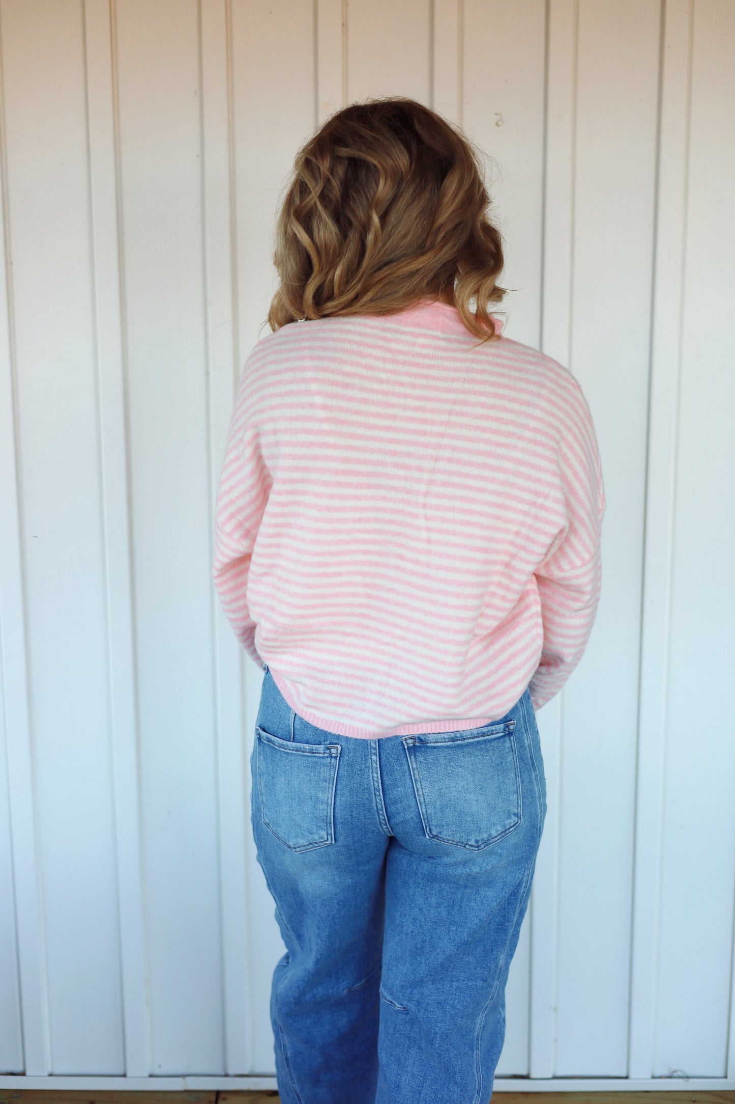 Piper Cardigan- Pink Stripe