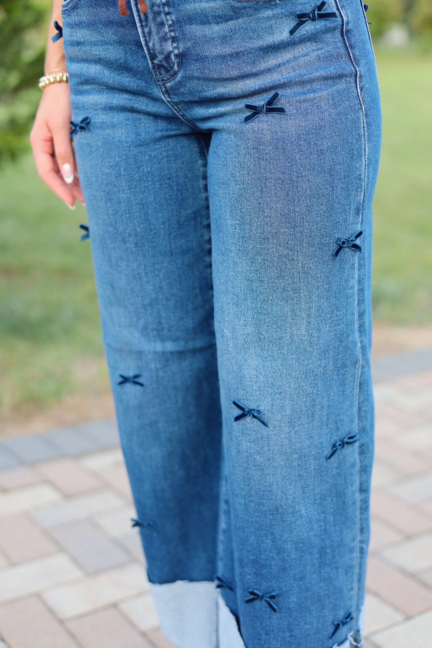 Becky High Rise Ribbon Detail Jeans