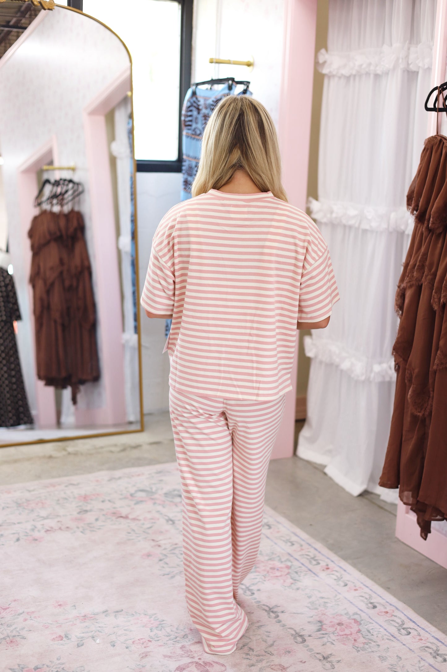 Lena Stripe Top-PINK