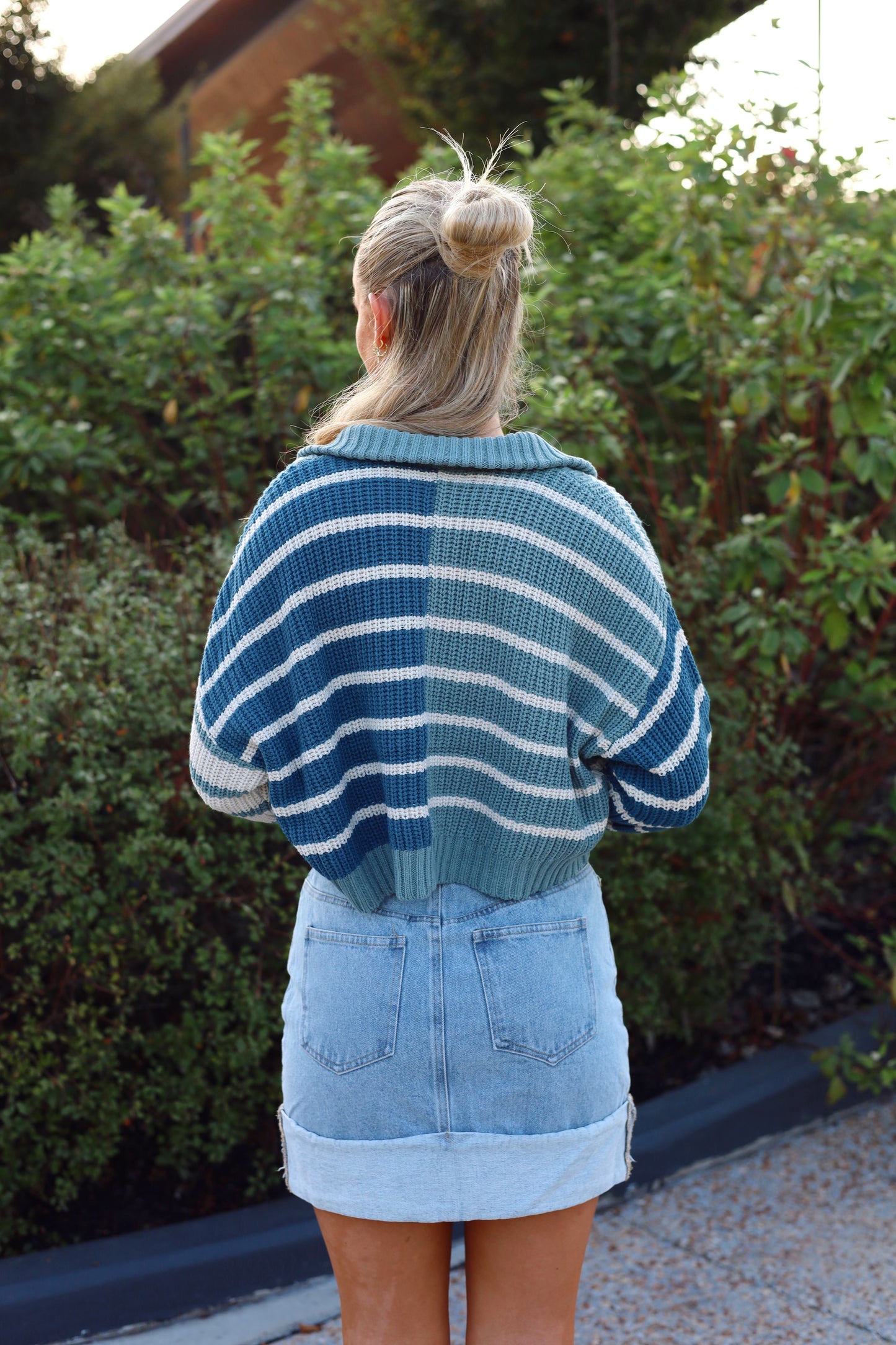 Kaira 3/4 Zip Stripe Sweater