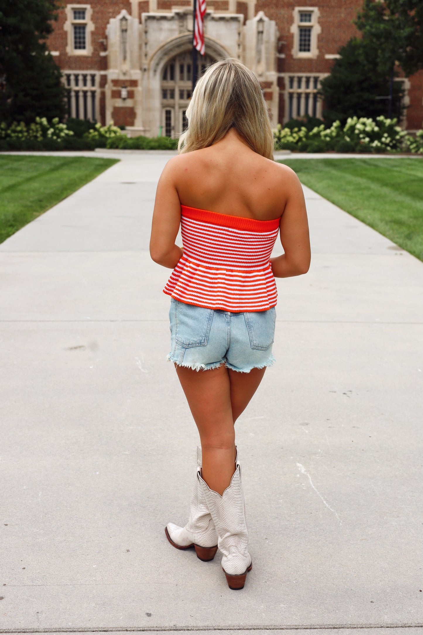 Orange & White Stripe Top