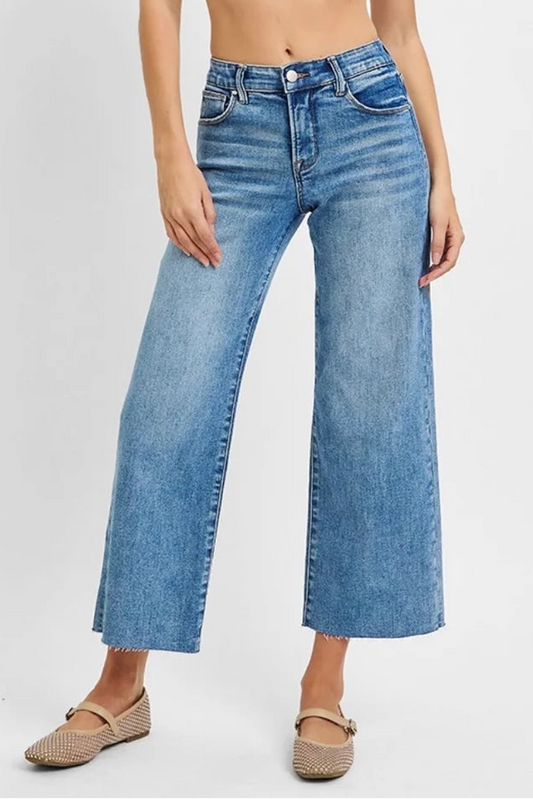 Risen TC Mid Rise Crop Wide Jeans
