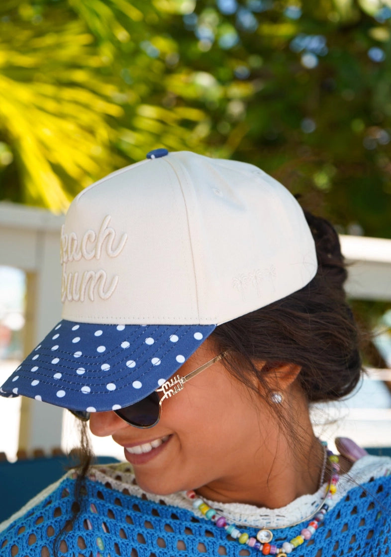 Beach Bum - Navy Polka Dot Hat