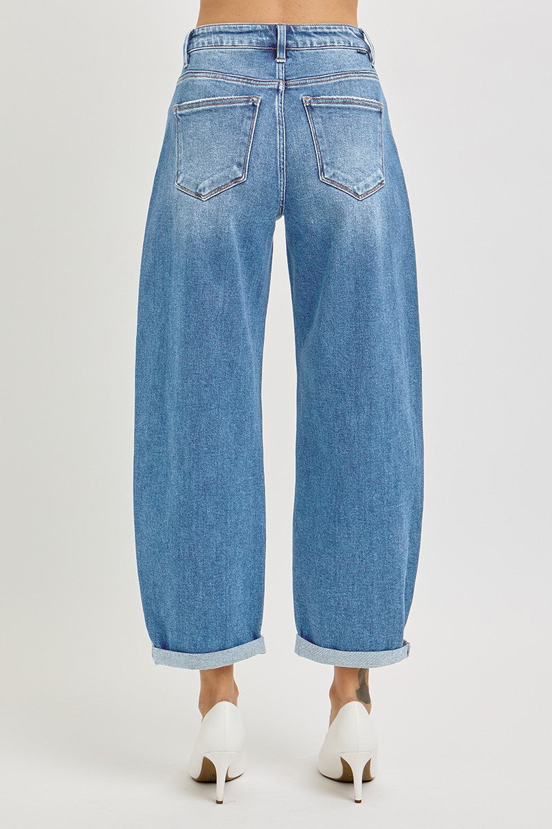 High Rise Crop Mild Barrel Jeans