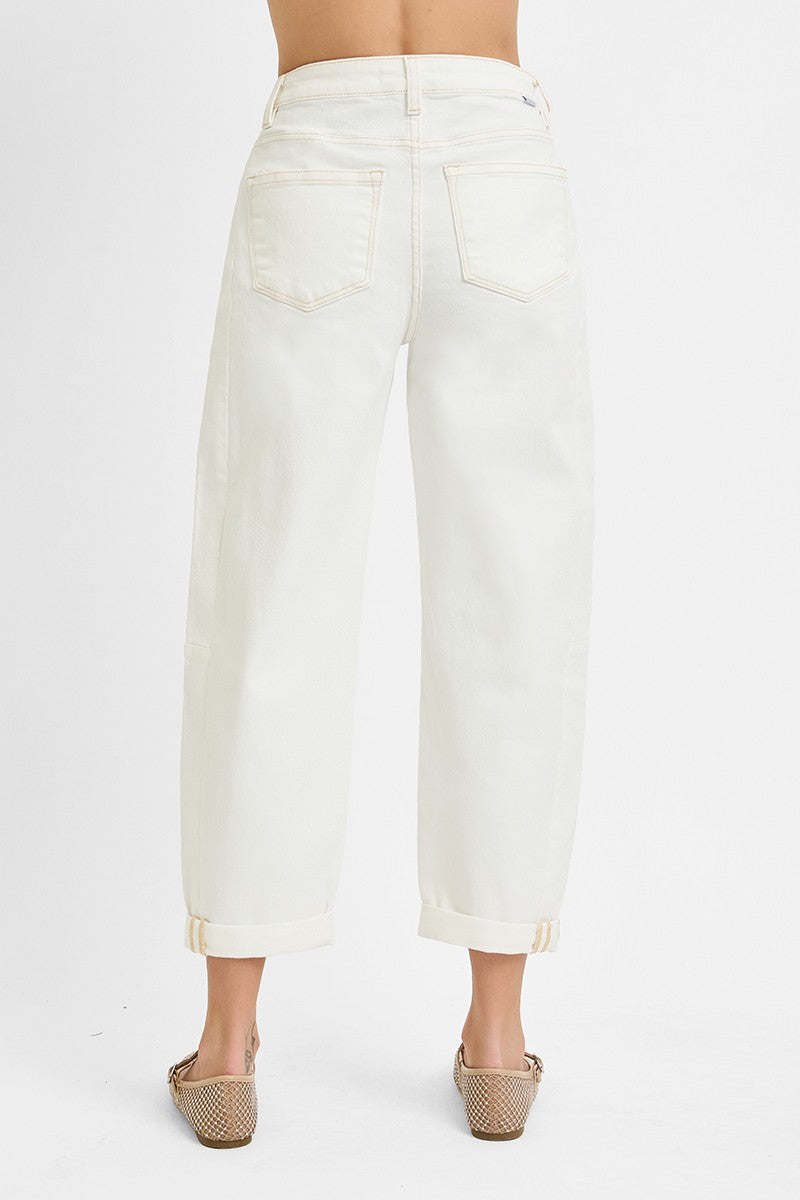 High Rise Barrel Pants- Off White