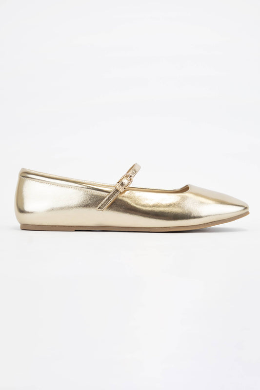 Kiana Mary Jane Ballet Flats- GOLD