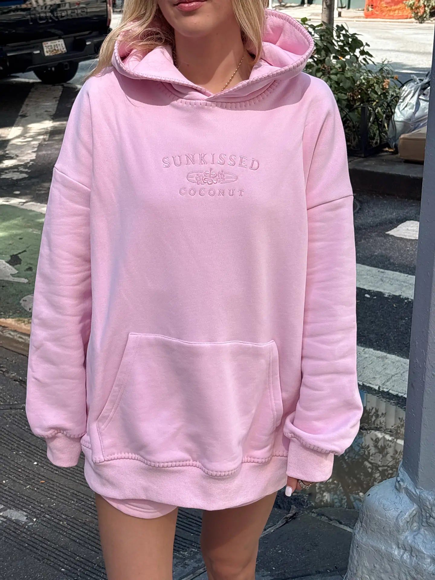 Sunkissed Coconuts Pink Stitch Hoodie