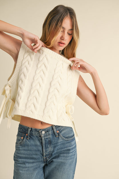 Cable Knit Tie Vest