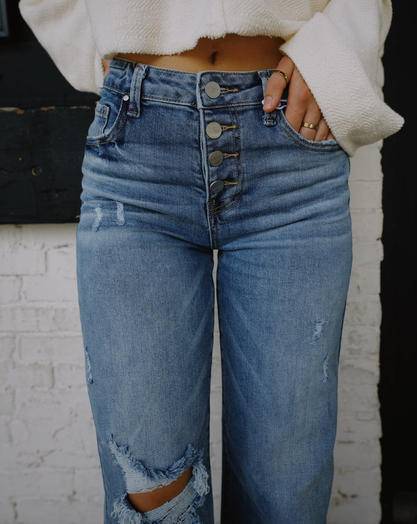 Keeping it Simple Button Fly Mid-Rise Jeans