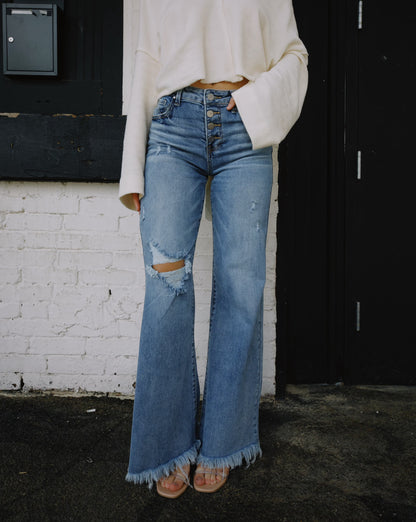 Keeping it Simple Button Fly Mid-Rise Jeans