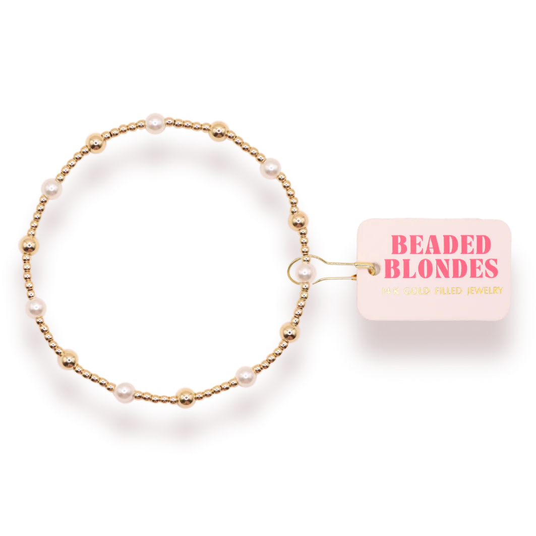 Beaded Blondes June Pearl + Gold Alternating Bracelet