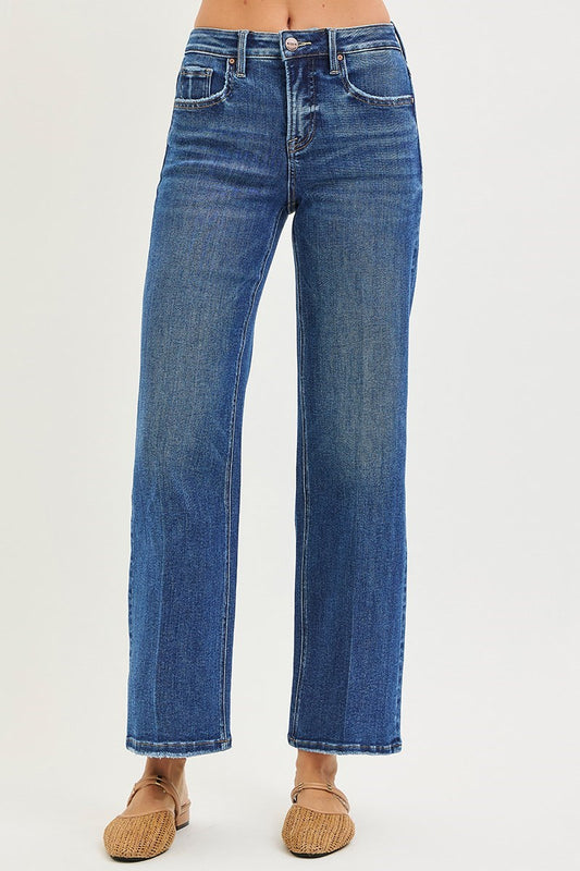 Risen High Rise Ankle Straight Jeans