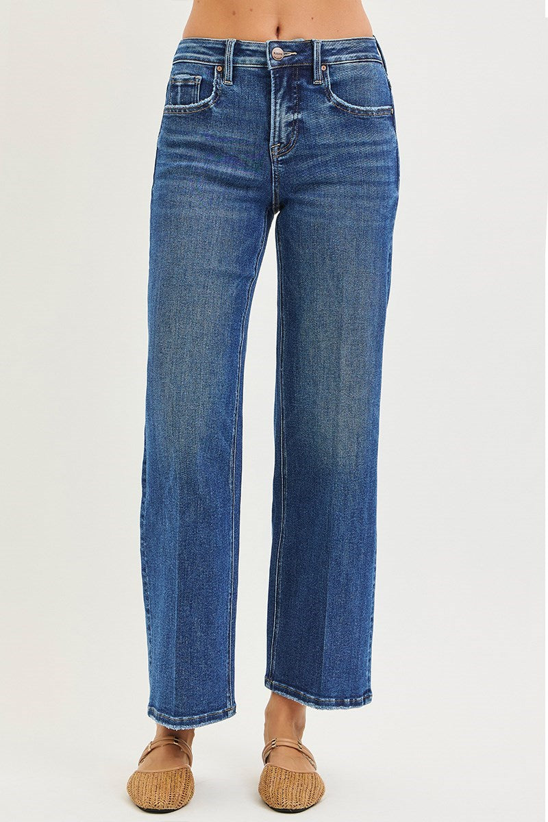 Risen High Rise Ankle Straight Jeans