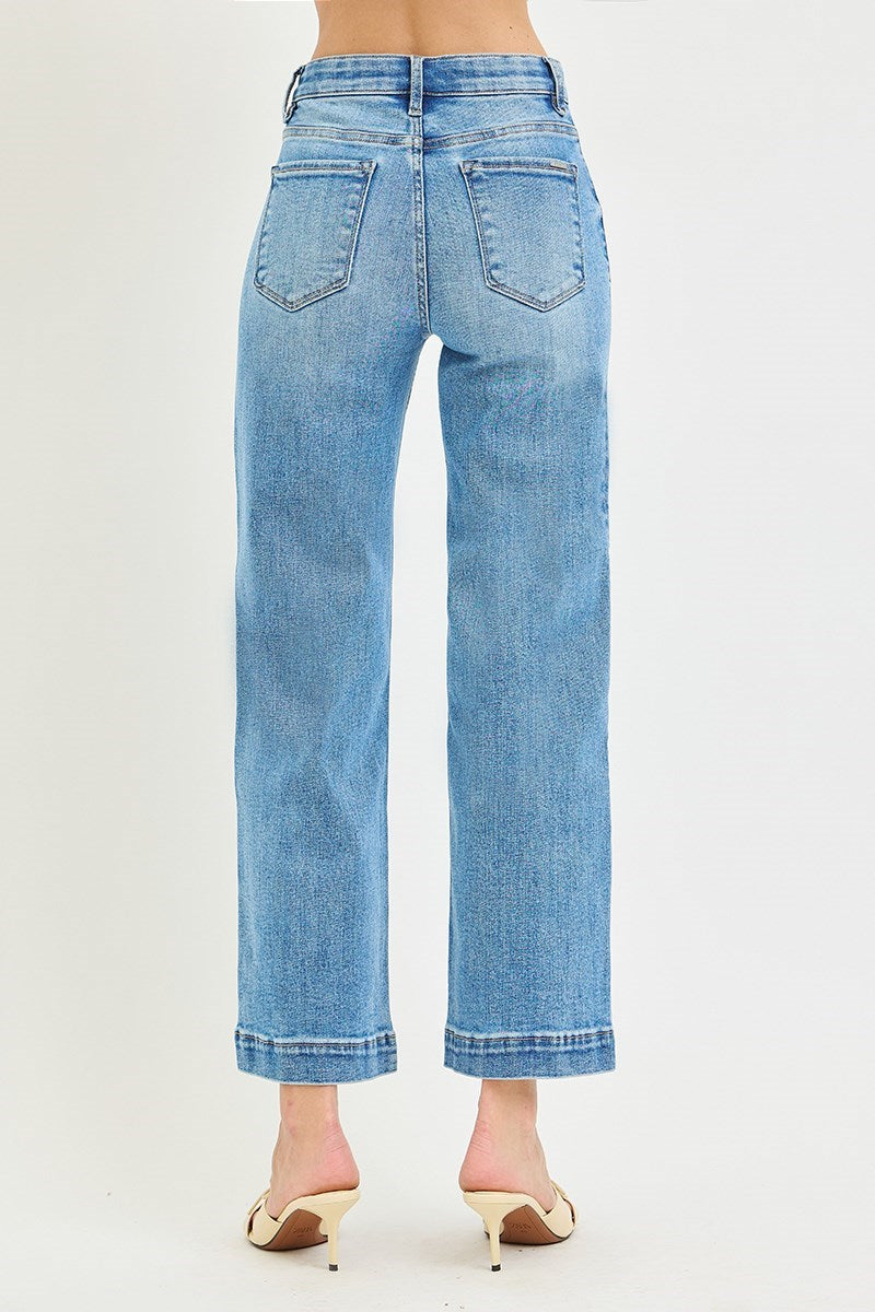 Risen High Rise Ankle Straight Front Seam Jeans