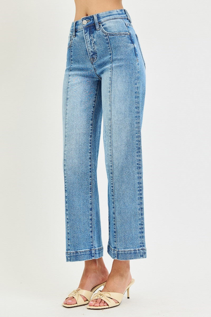 Risen High Rise Ankle Straight Front Seam Jeans