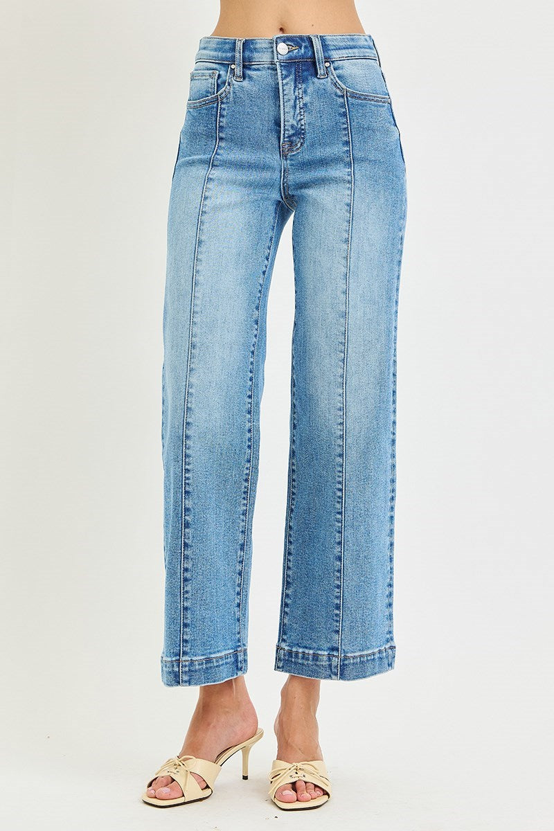 Risen High Rise Ankle Straight Front Seam Jeans