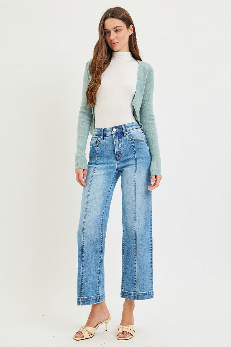 Risen High Rise Ankle Straight Front Seam Jeans