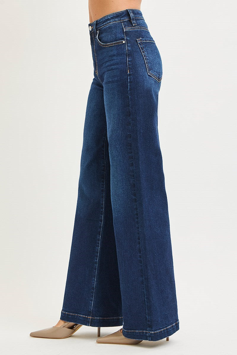 Risen High Rise Wide Leg Jeans
