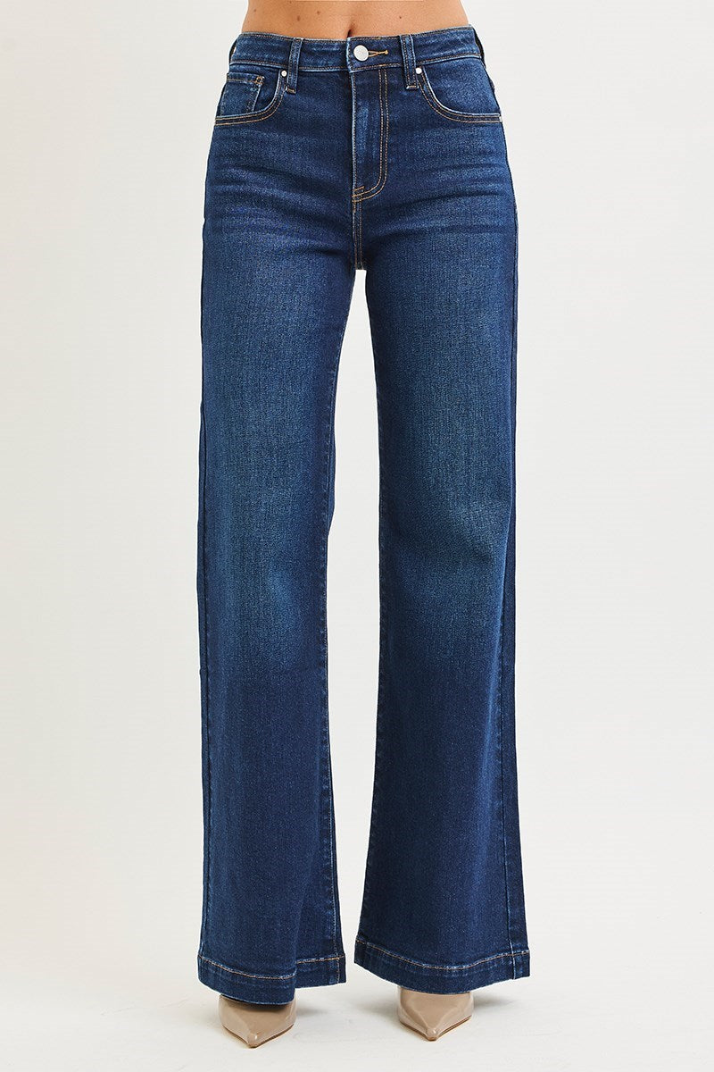Risen High Rise Wide Leg Jeans