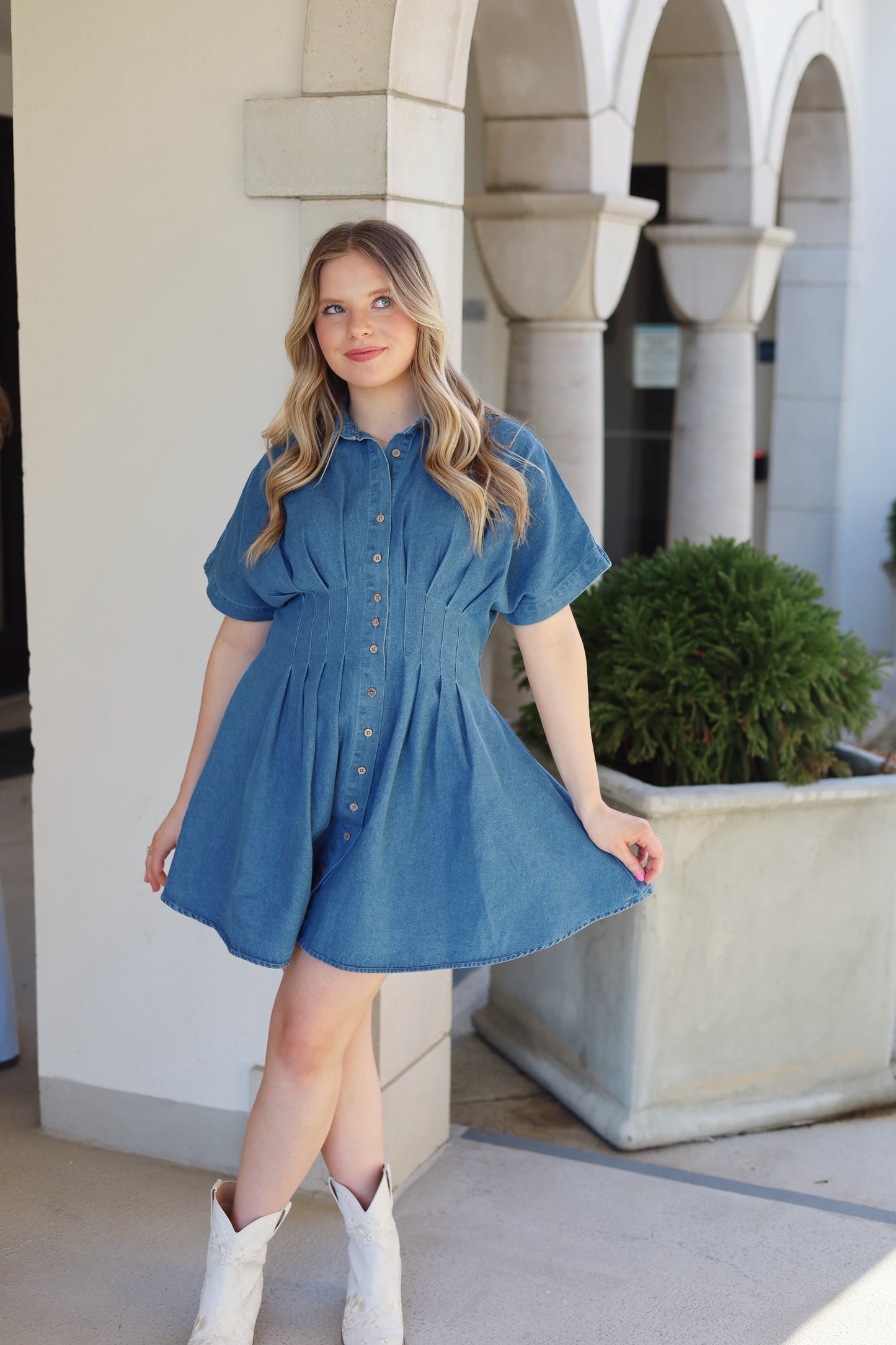 Tilly Pleated Button Dress