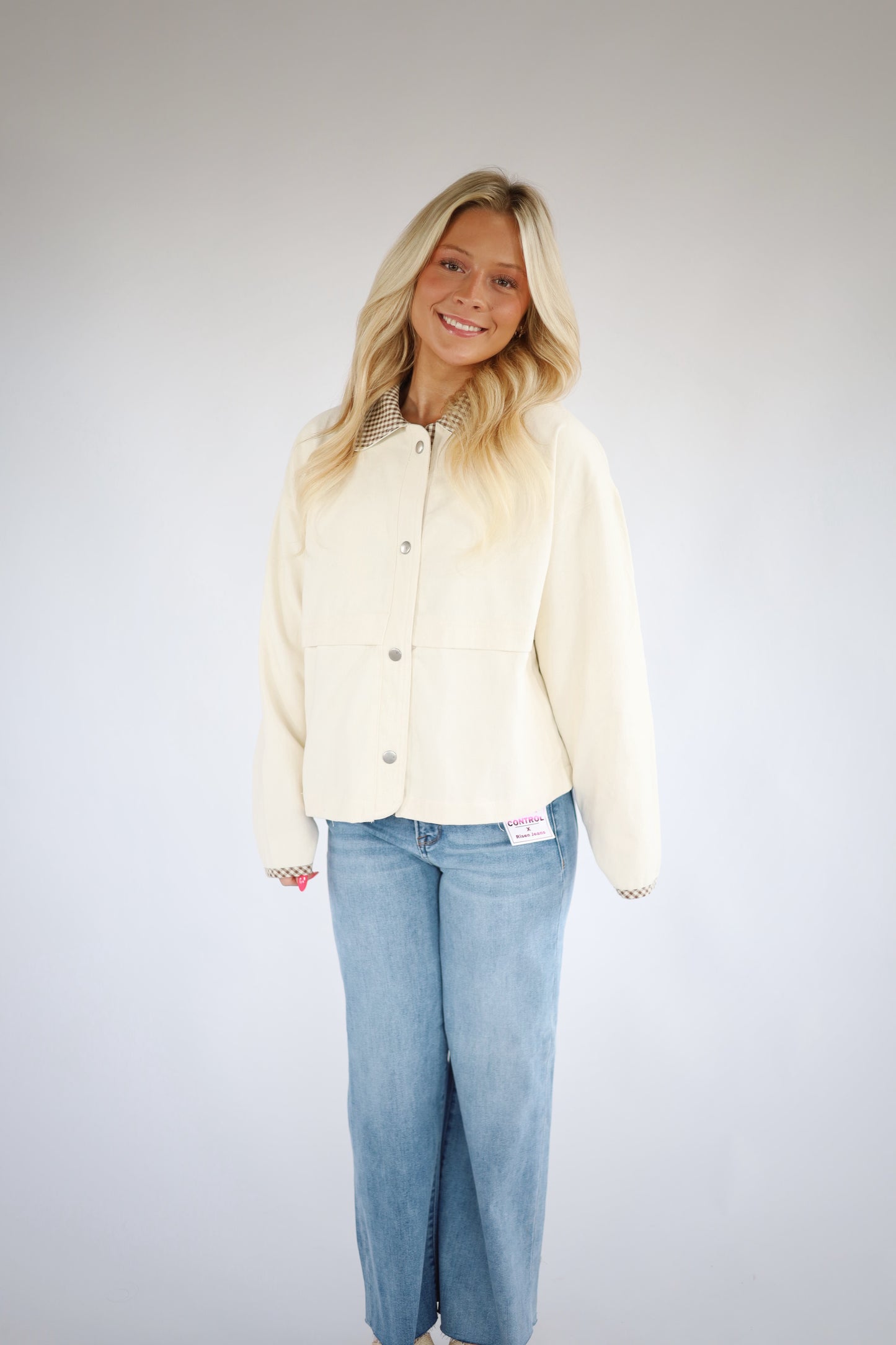 Gingham Contrast Barn Jacket