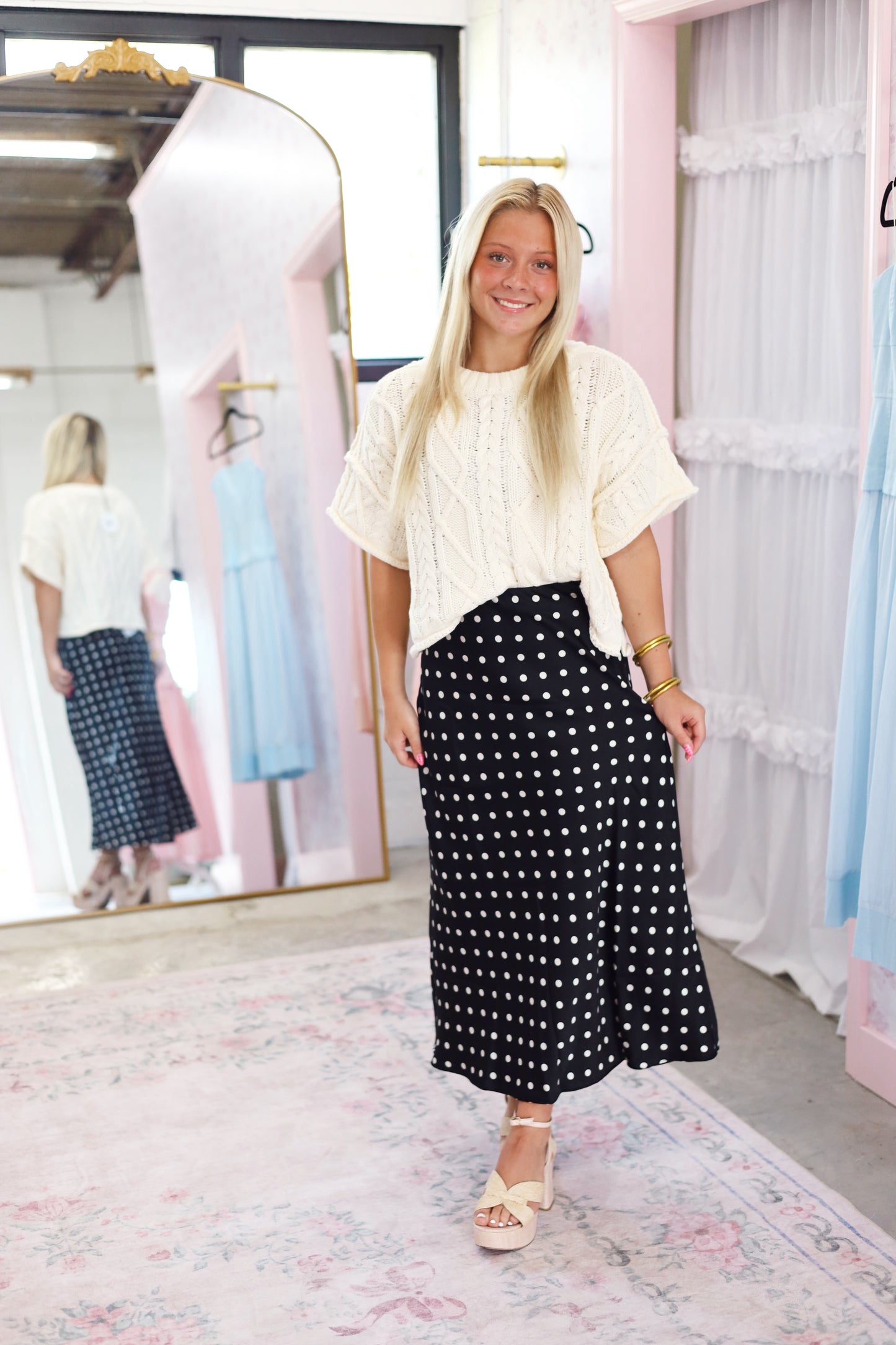 Kenzie Polka Dot Midi Skirt