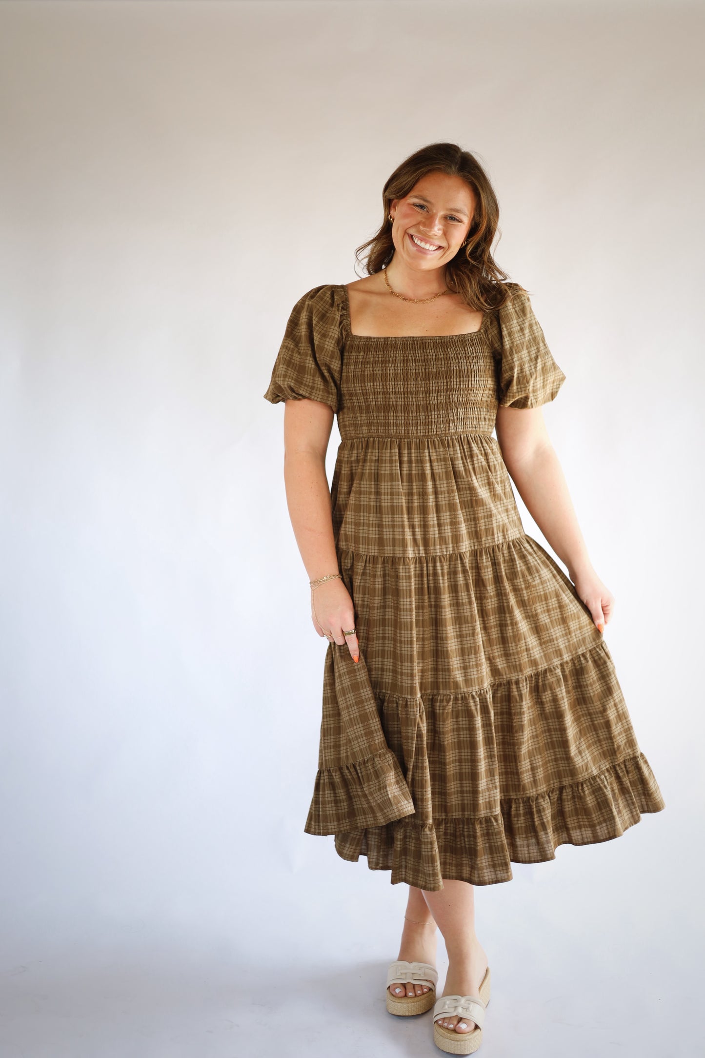 Sofia Plaid Midi Dress
