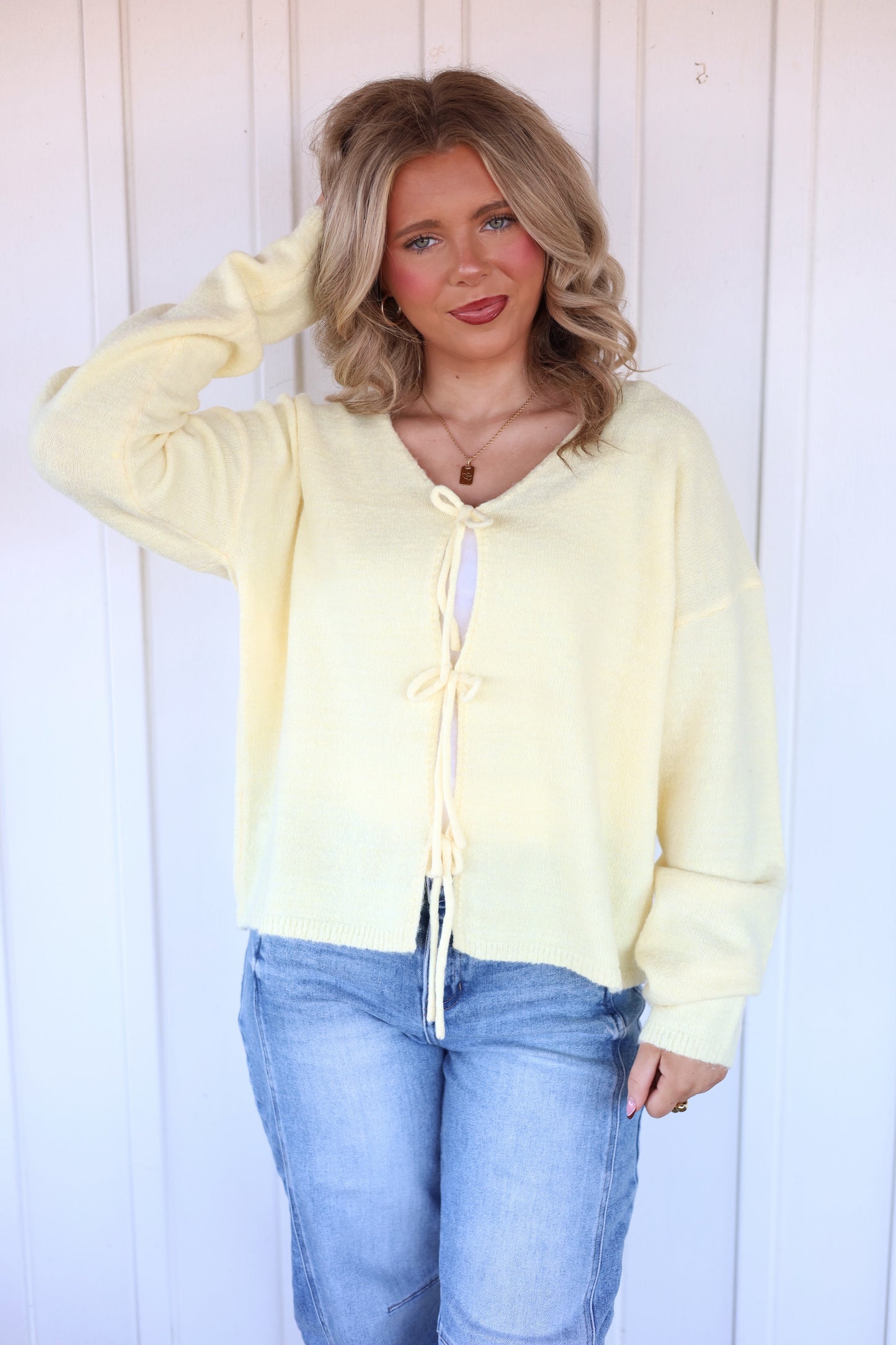 Nora Tie Sweater- Yellow