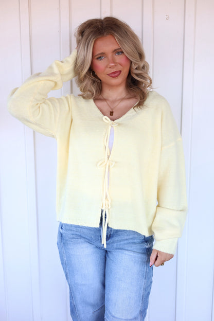 Nora Tie Sweater- Yellow