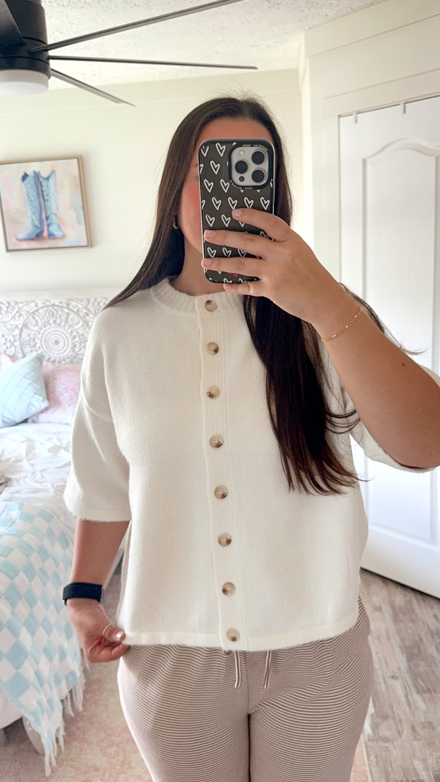 Addison Button Sweater- OFF WHITE