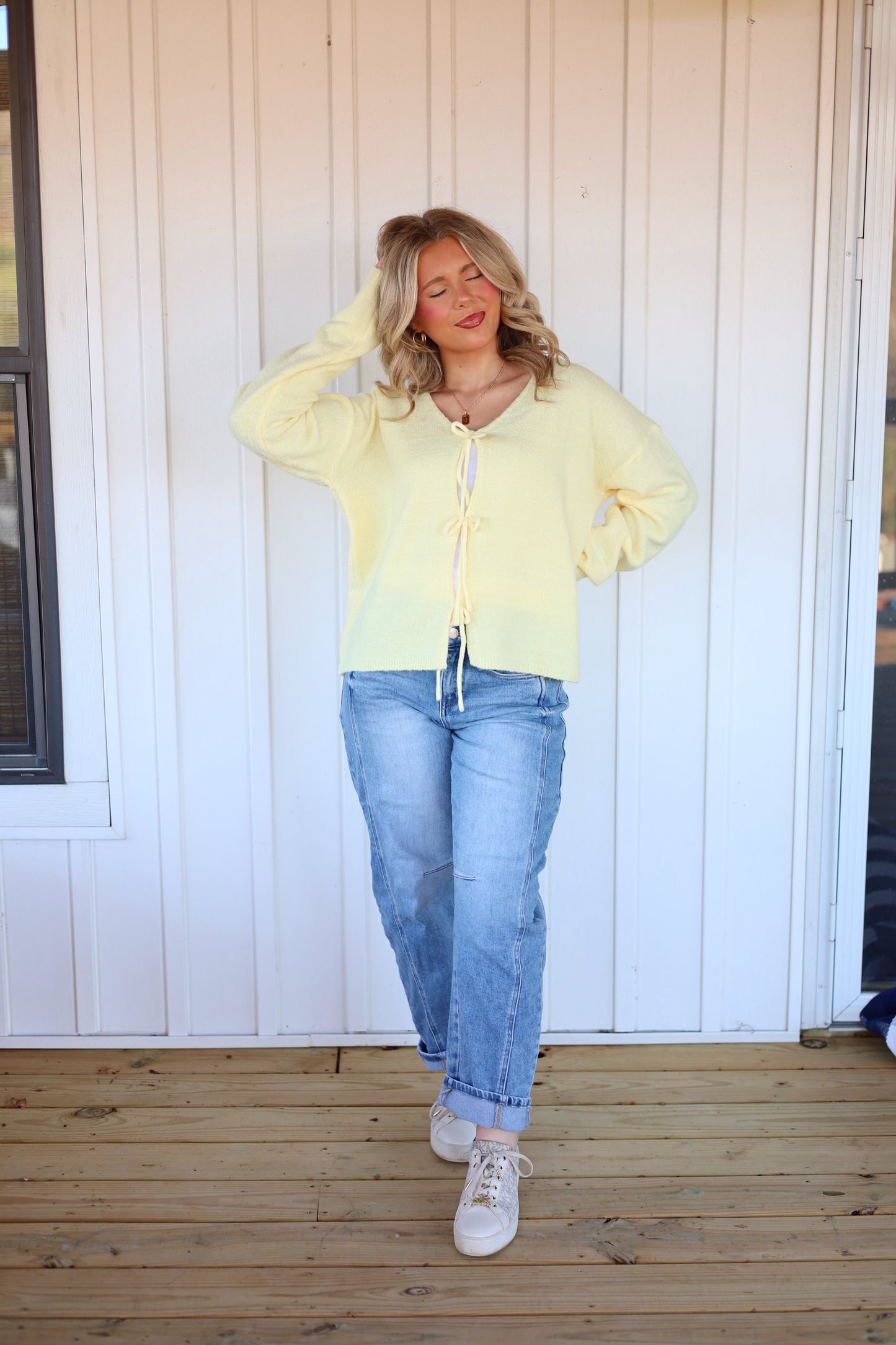 Nora Tie Sweater- Yellow