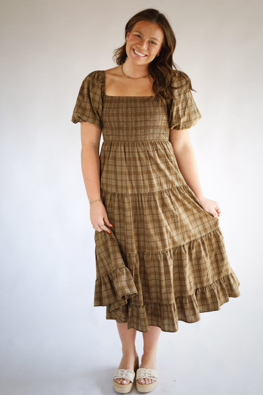 Sofia Plaid Midi Dress
