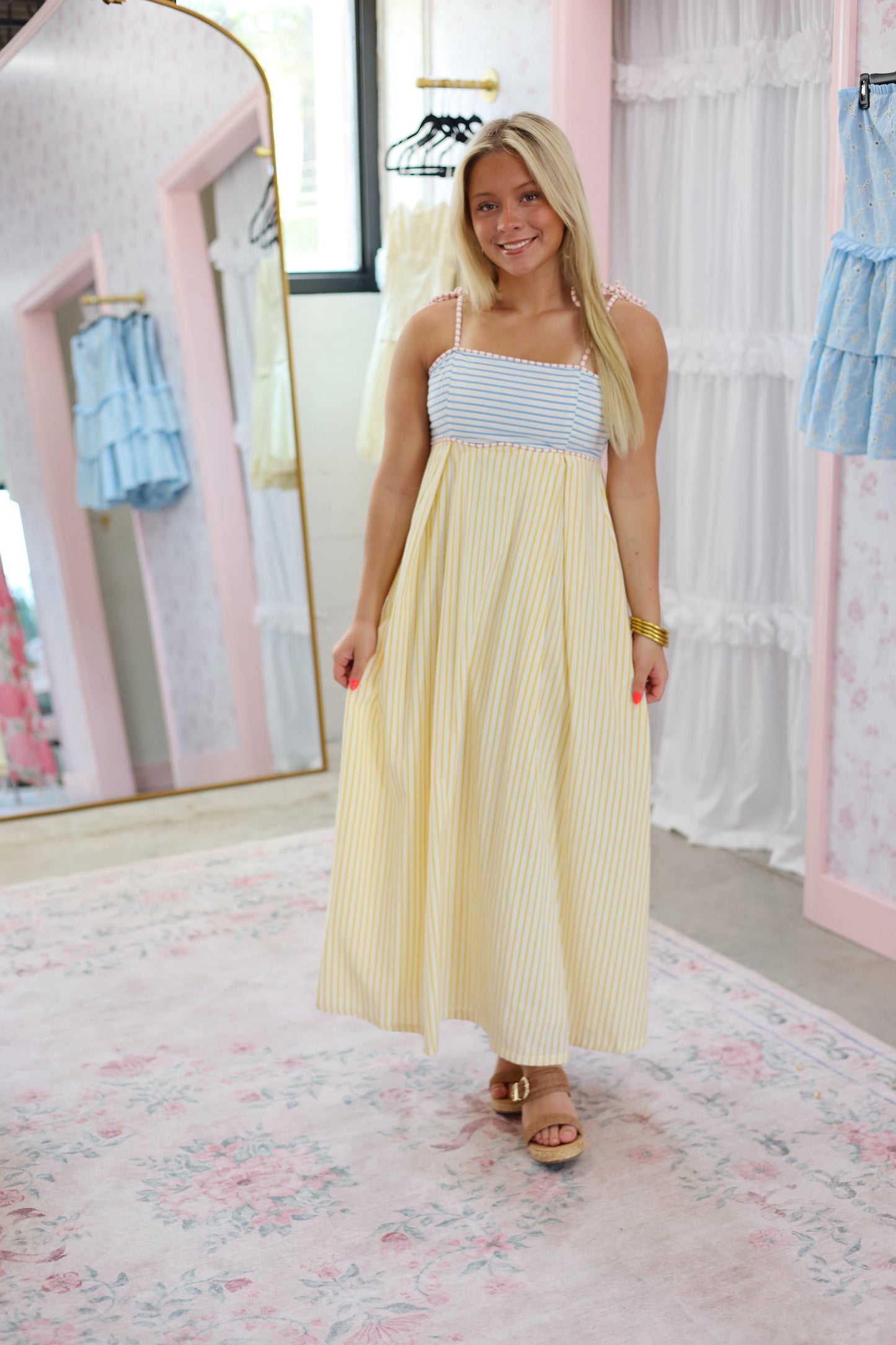 Seersucker Stripe Tie Dress