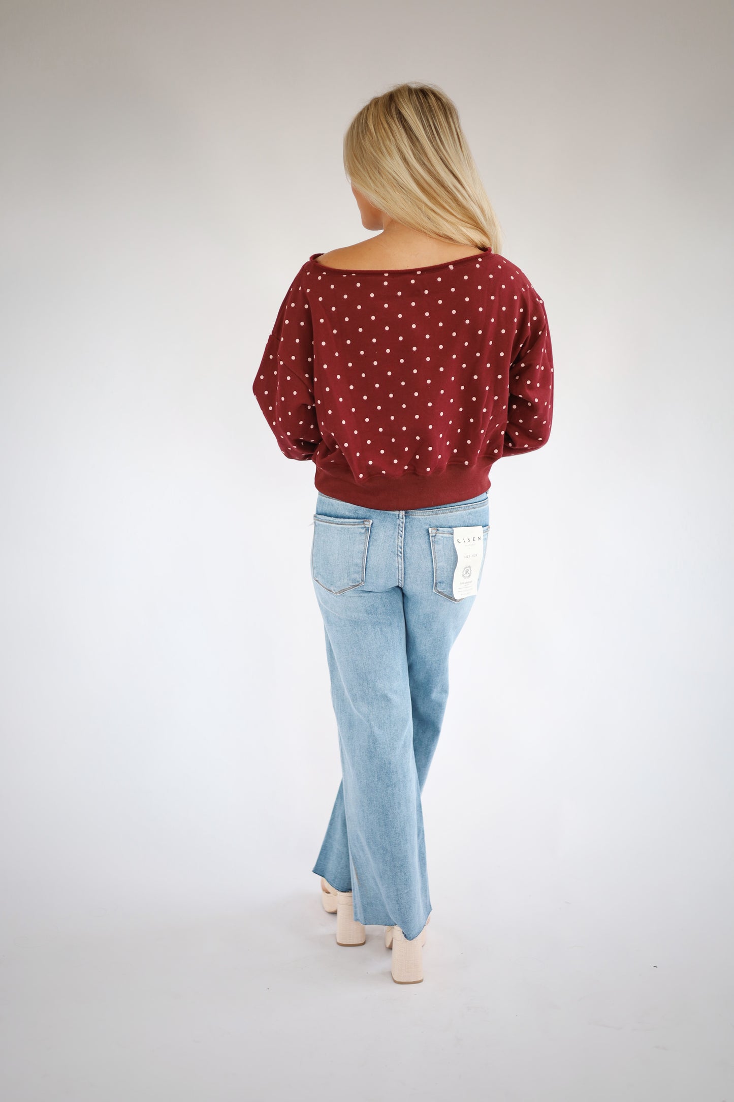 Mia Off Shoulder Sweatshirt-BURGUNDY