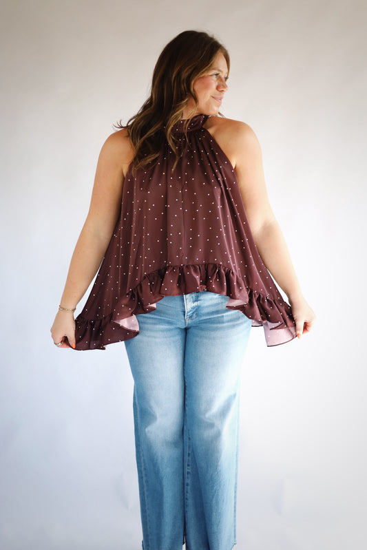 Amelia Halter Top- Polka Dot