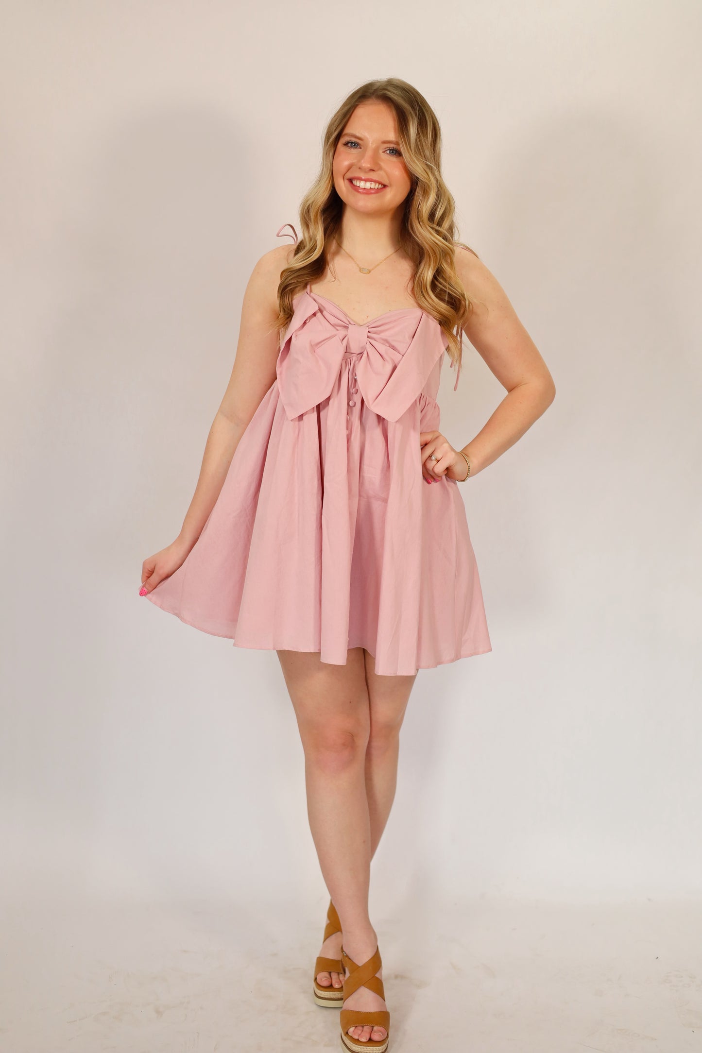 Brooklyn Bow Mini Dress- LAVENDER