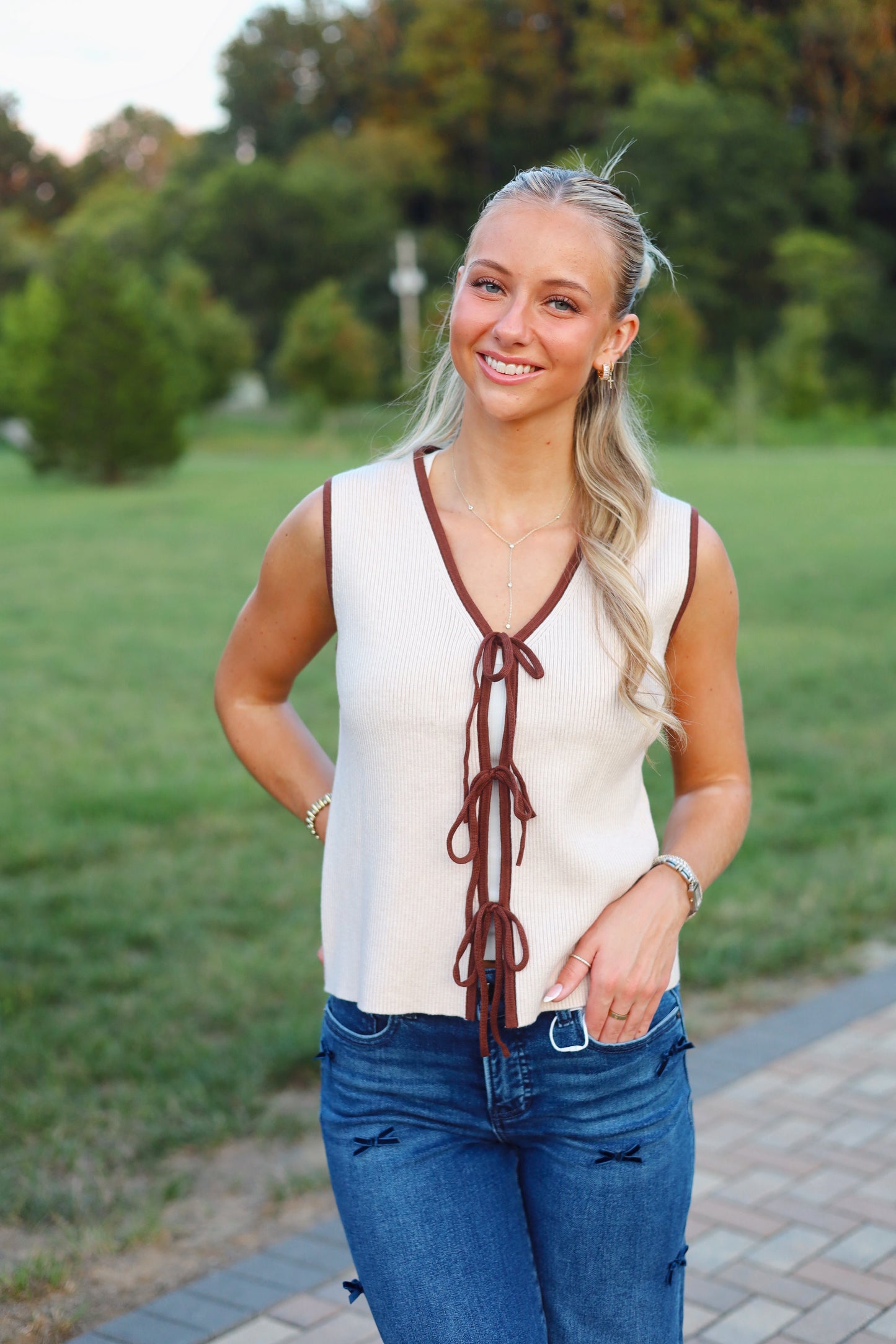 Julia Tie Front Sweater Vest
