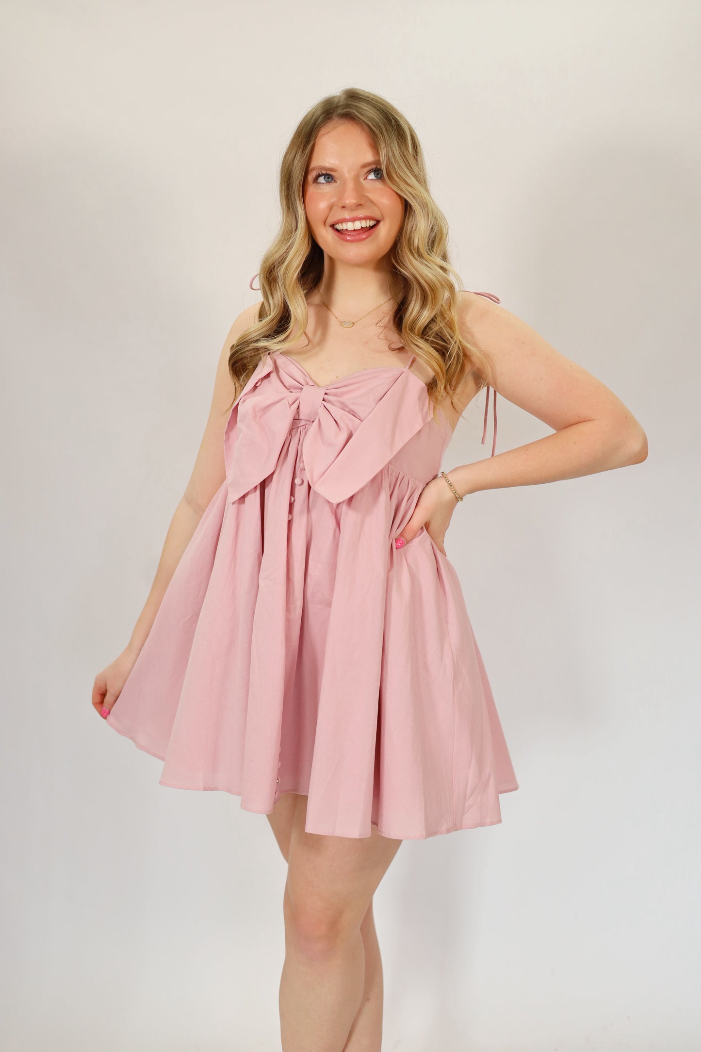 Brooklyn Bow Mini Dress- LAVENDER