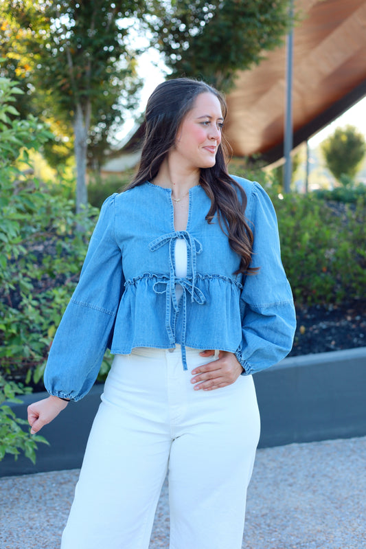 Daphne Denim Tie Top