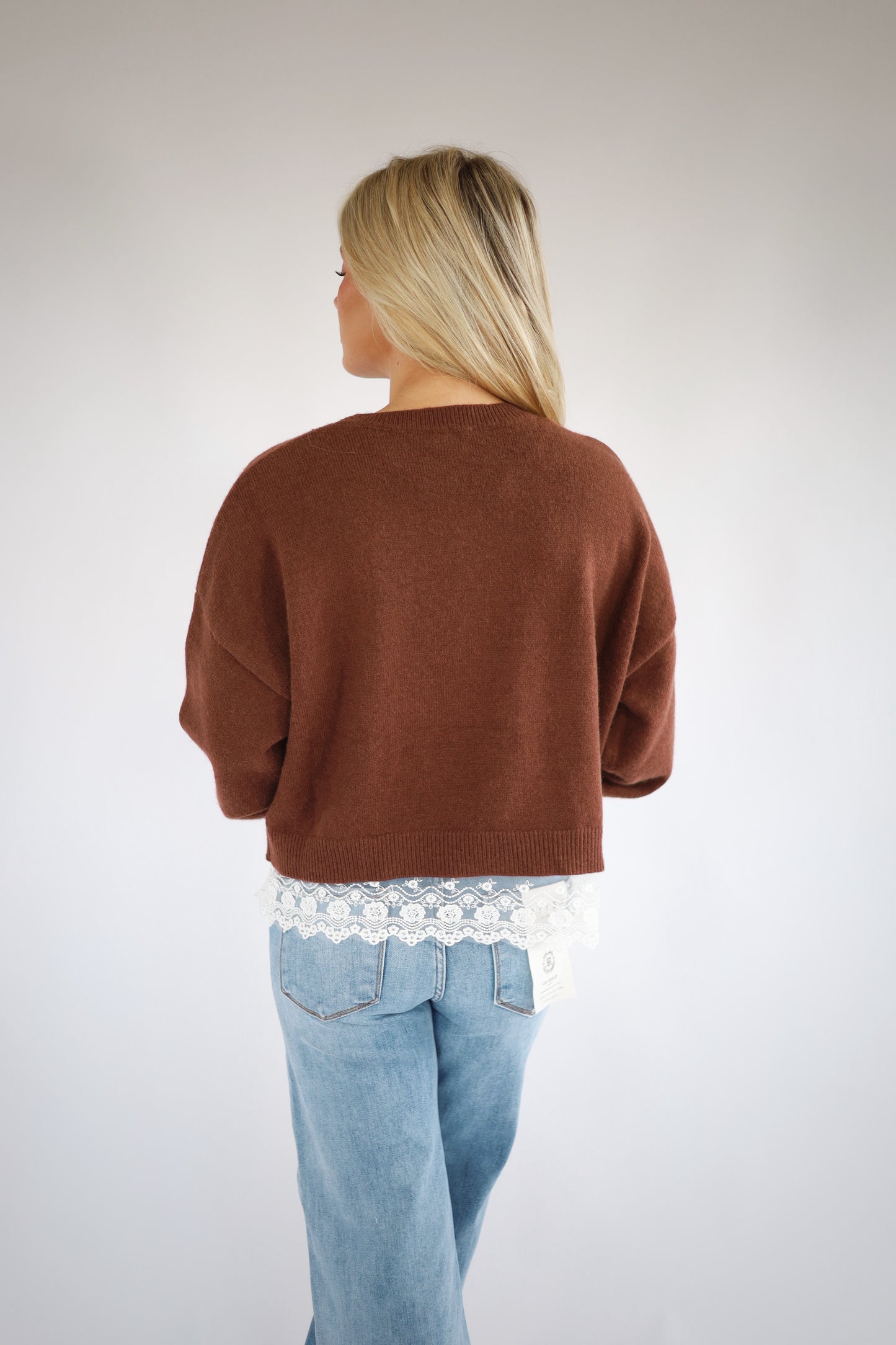 Lace Trim Sweater Top