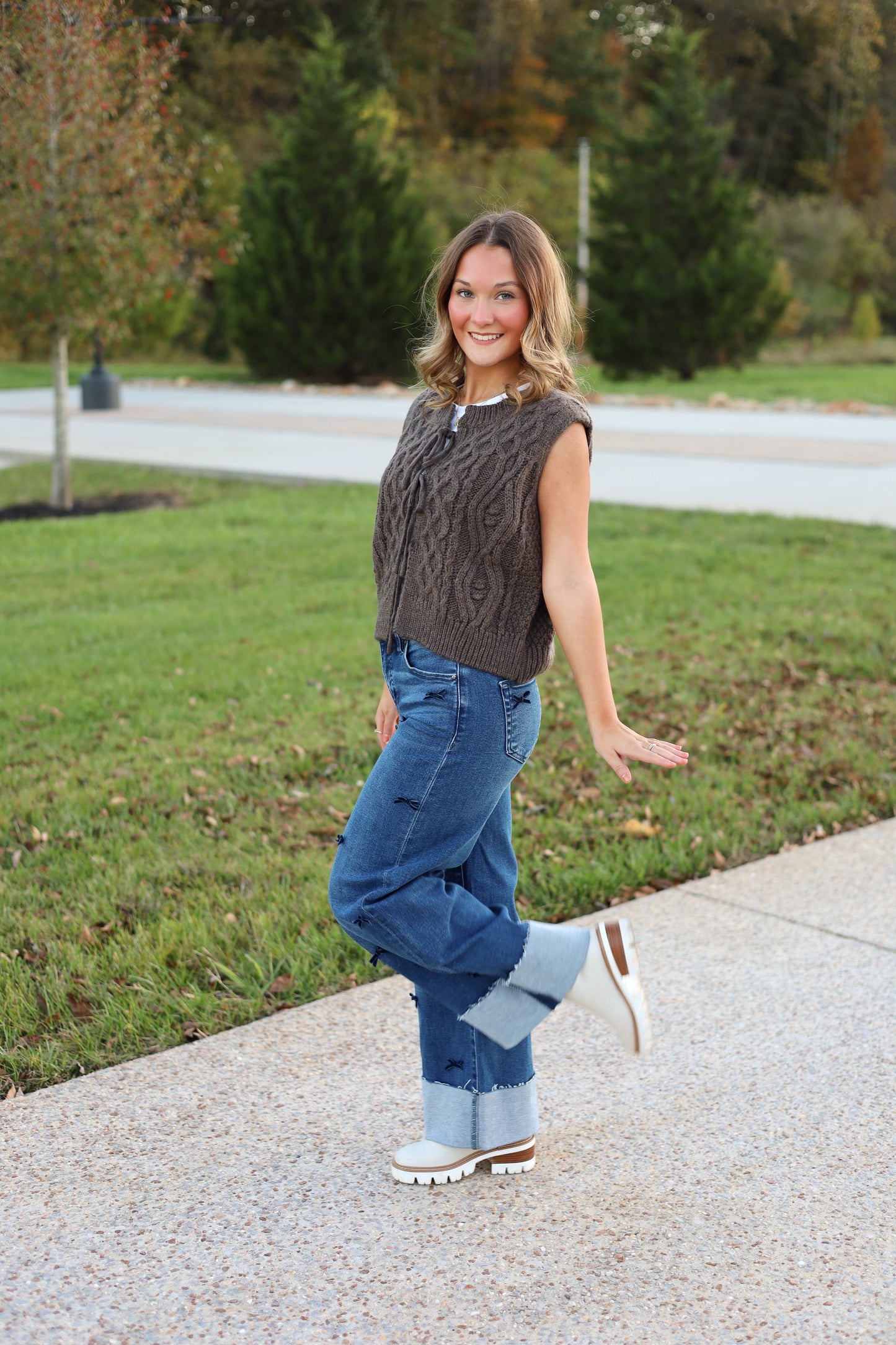 Kristy Olive Tie Sweater