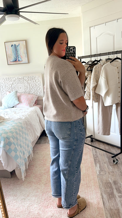 Addison Button Sweater- MOCHA