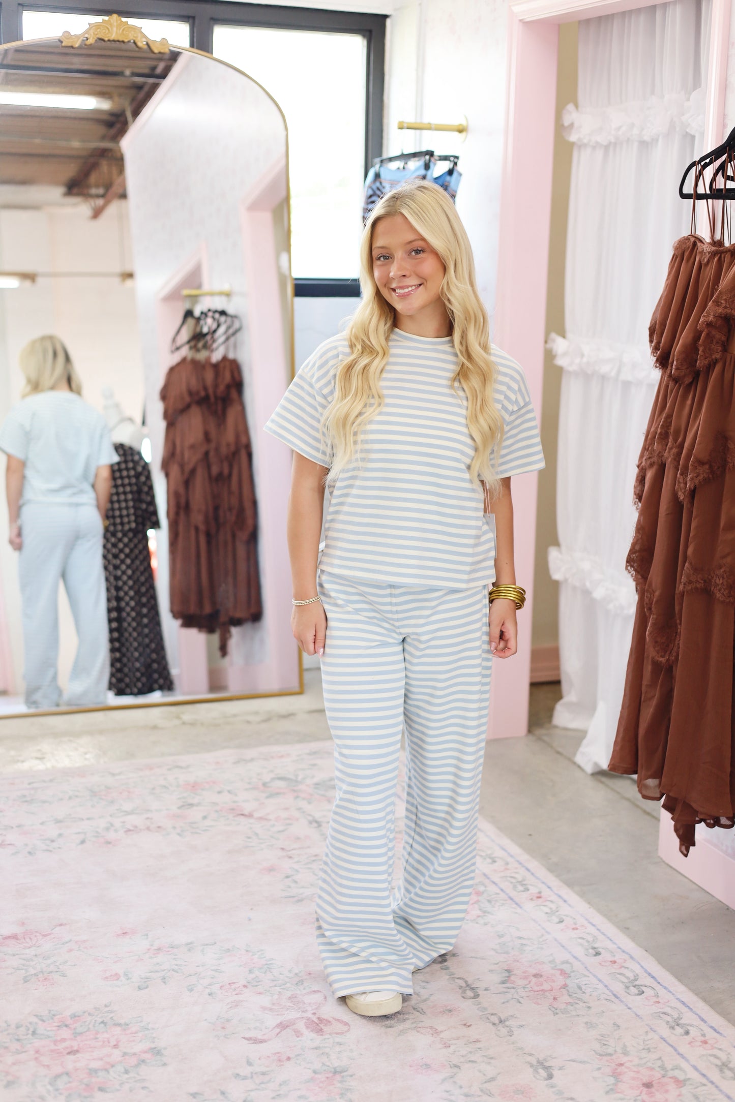 Lena Stripe Pants- BLUE