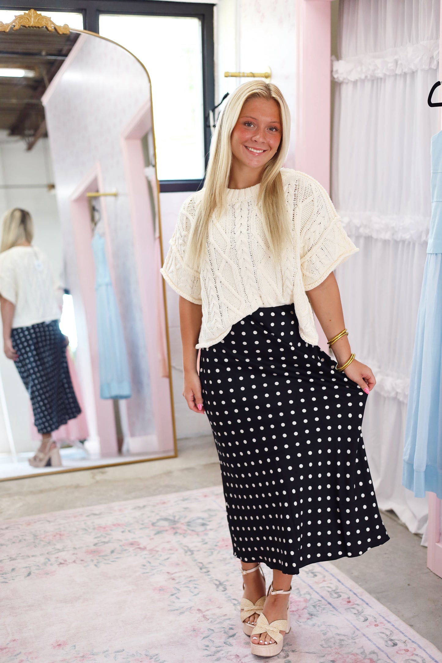 Kenzie Polka Dot Midi Skirt