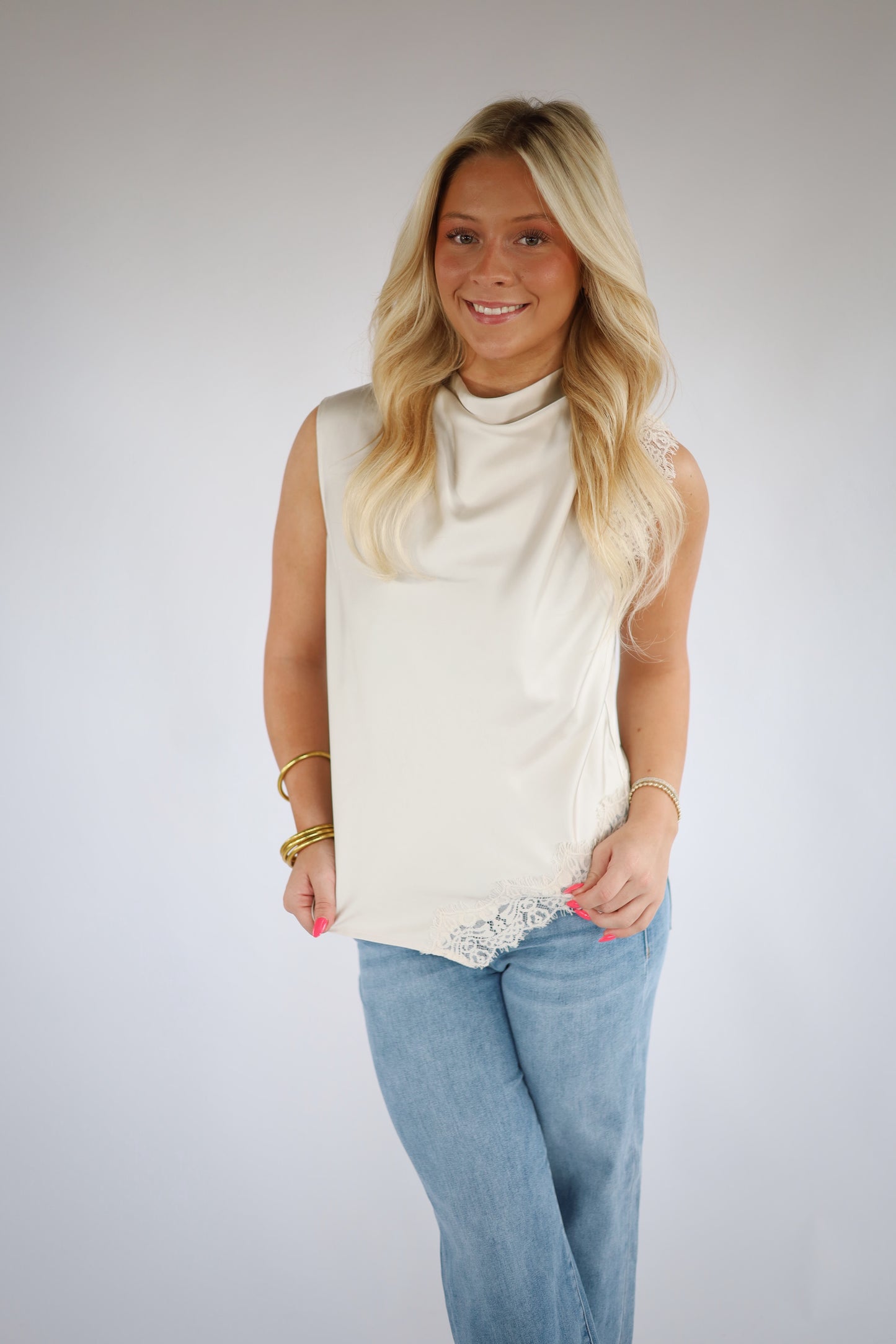 Champagne High Neck Top